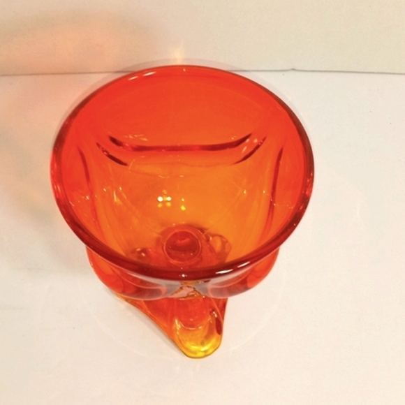 Viking Epic Drape Glitzy Orange/ Yellow Round Footed Compote VINTAGE - Picture 6 of 8